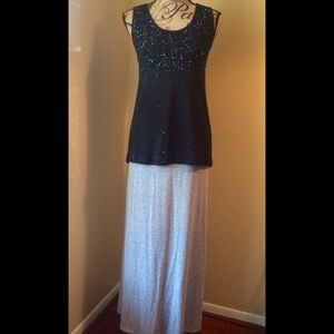 Heathered Gray Maxi Skirt w/Side Slit