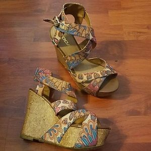 Boho wedged heels