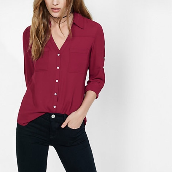 Express Portofino shirt, medium, Berry color