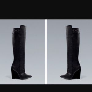 Black Zara Wedge Boots - Blogger Fav!