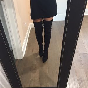 Thigh High Stretchy Suede Material Boots