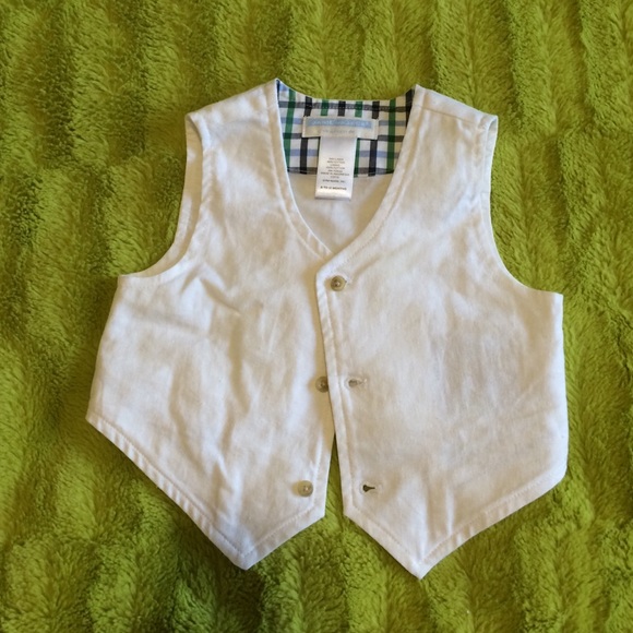 Janie and Jack, white linen baby boy vest sz 6-12m - Picture 1 of 3