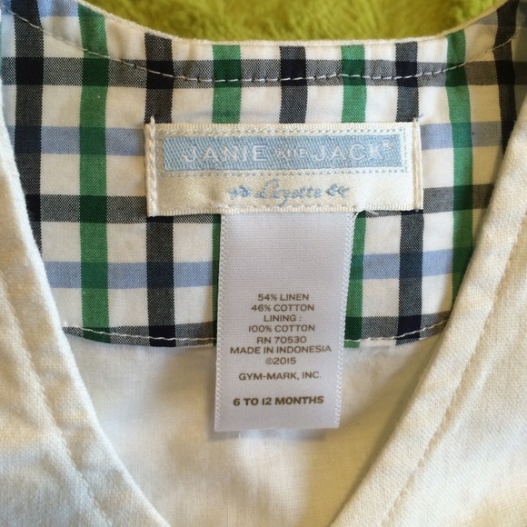 Janie and Jack, white linen baby boy vest sz 6-12m - Picture 2 of 3
