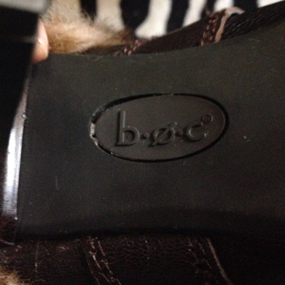 B O C Brown leather fur mules - Picture 3 of 4