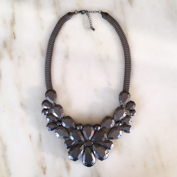 Metallic Grey Statement Necklace