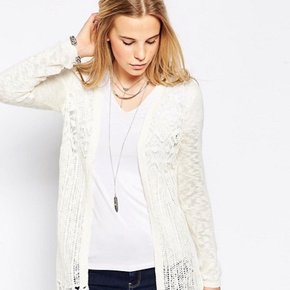 ASOS Only Long Line Fringed Cardigan