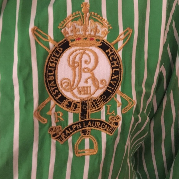 Ralph Lauren, green and white stripped top - Picture 2 of 4
