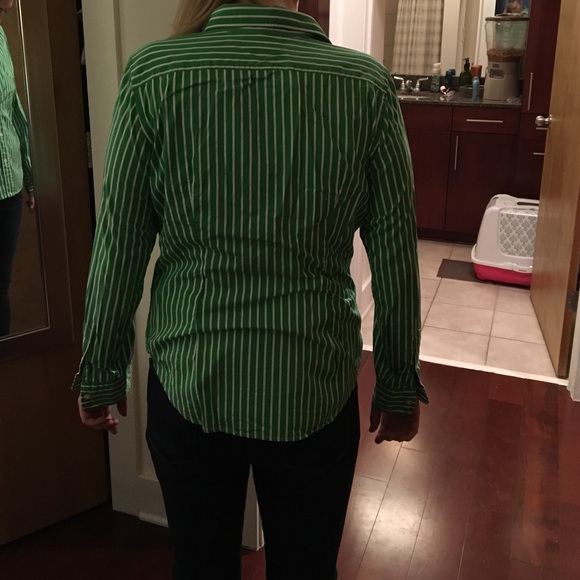 Ralph Lauren, green and white stripped top - Picture 3 of 4