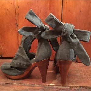 Denim Peep Toed Heels by Jeffery Campbell