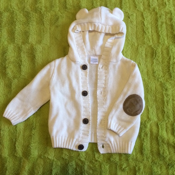 GYMBOREE cream knit sweater w/ hood sz 6-12m baby - Picture 1 of 1