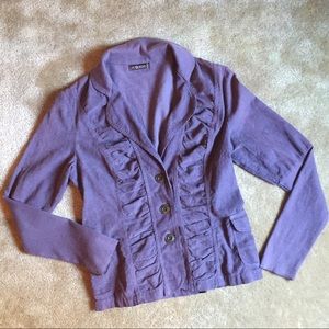 XCVI stretchy corduroy/cotton ruched blazer
