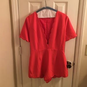 Red-orange low cut Storee romper