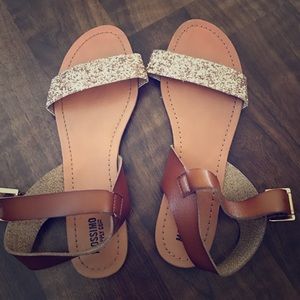 Gold/brown sparkly sandals