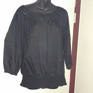 Charter Club Black Peasant Style blouse