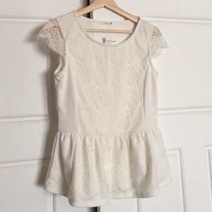 Off White Peplum Top