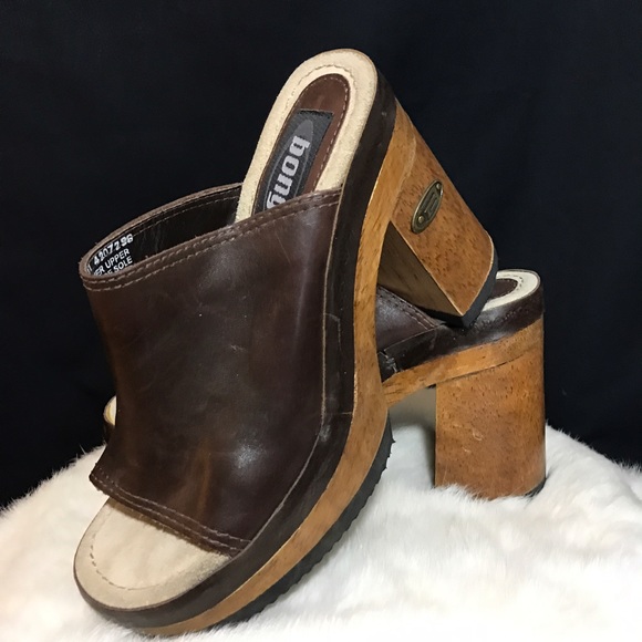 🌸Bongo Dark Brown Leather Mule Clogs~ never worn