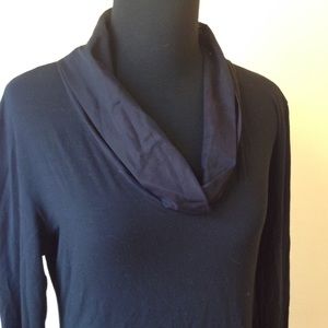 Cowl neck long sleeve top soft jersey size S Black