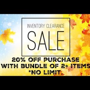 Inventory Clearance! 20% off purchase with bundle