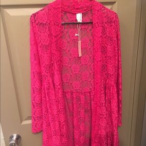 Pink blush lace cardigan