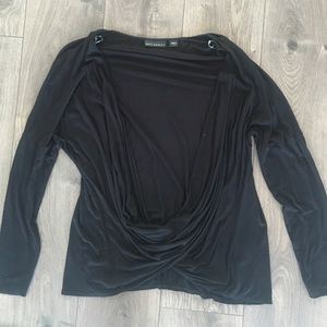 Women's black draped top