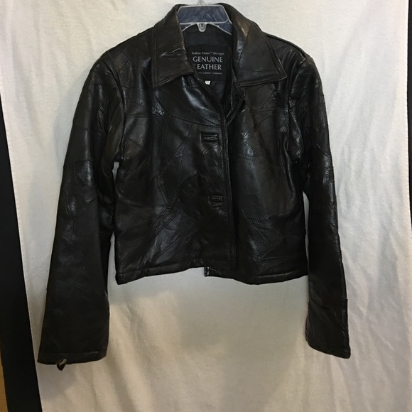 Indian stone genuine leather coat