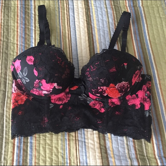 H&M Black Lace and Floral Bustier