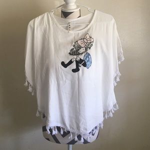 Cute girly cape shirt blouse top
