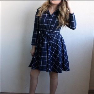 Navy Plaid Dress