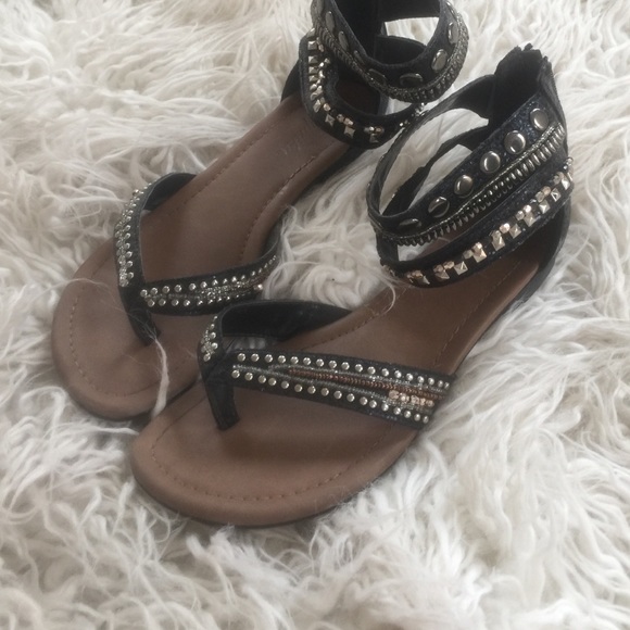 Beaded Ankle Strap Gladiator Sandals