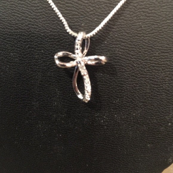 Diamond Cross Pendant in Sterling Silver - Picture 2 of 2