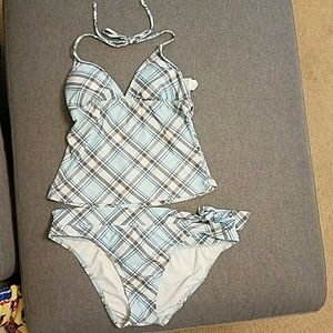 Plaid Light Blue Tankini  (Offers Welcome)