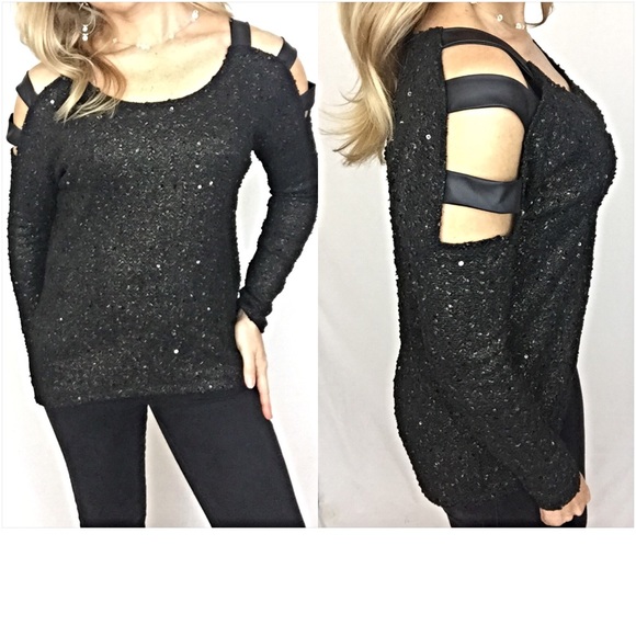 ✨FLASHSALE Sparkly Cutout Shoulder Top Small - Picture 2 of 4