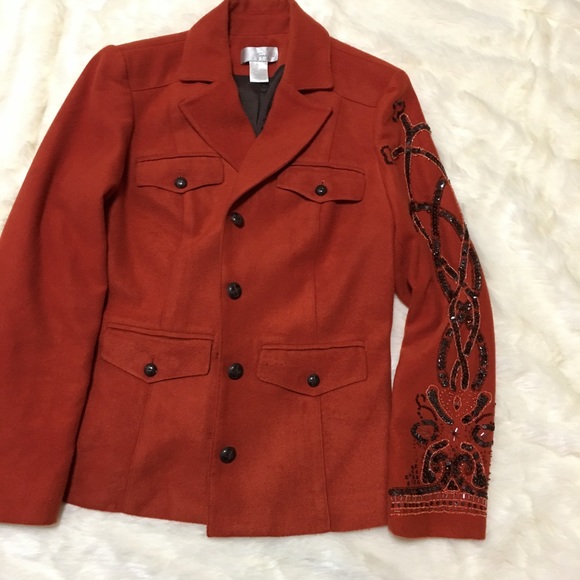 Spiegel Burnt Orange Sequin Design Blazer