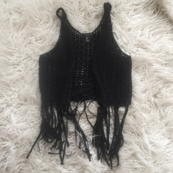 Knit Tassel Crop Vest. Perfect For Coachella.