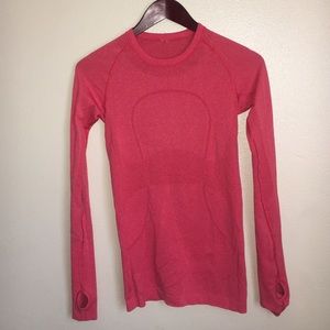 Lululemon red long sleeve active wear shirt