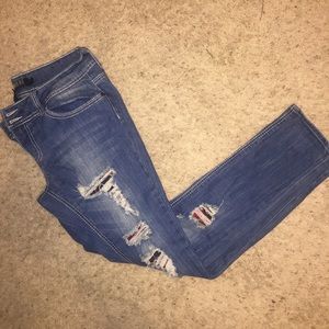 Premiere Skinny Jeans with Red & Black Patching👖