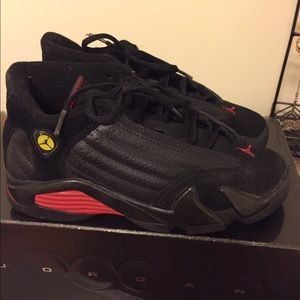 Retro Jordan 14s Black and Red