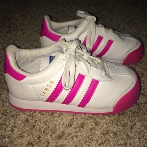 Toddler pink & white Adidas