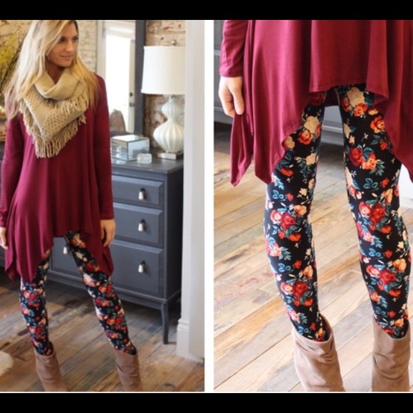 Rose patterned butter soft leggings