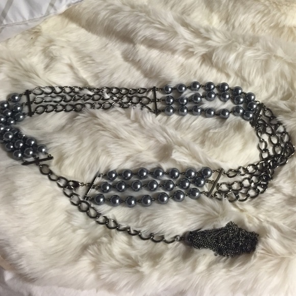 Blue Pearl and Charcoal Metal Belt