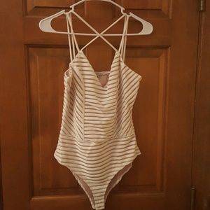 New Cream Strappy Caged Bodysuit