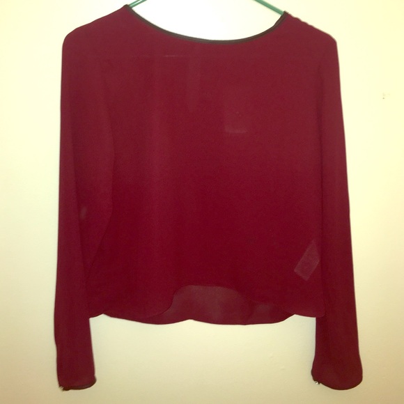 Maroon sheer long sleeve blouse!