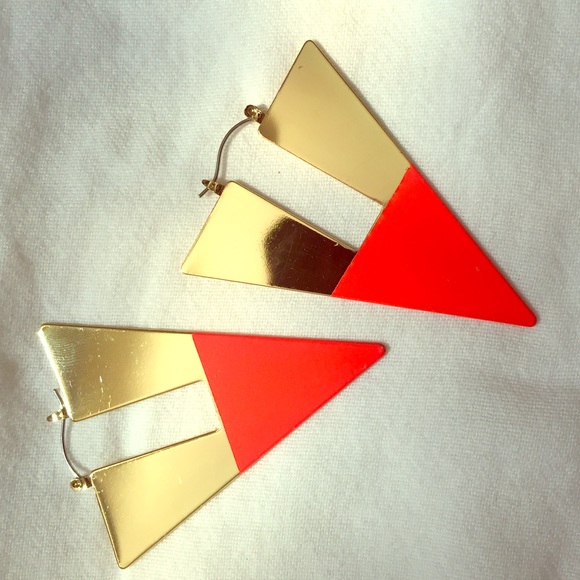 H&M gold & orange Triangle earrings