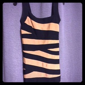 bebe Black and Gold Bandage Dress