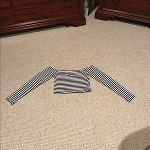 Striped long sleeve crop top