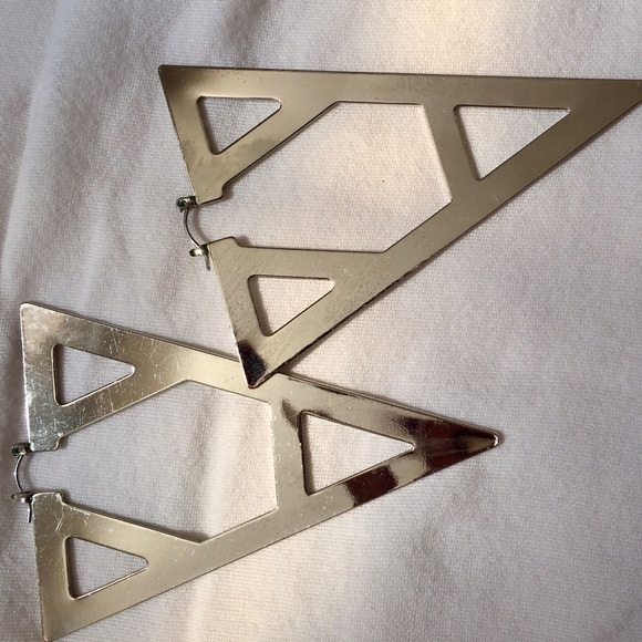 Large silver triangle earrings