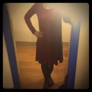 Cherry red long sleeve swing dress