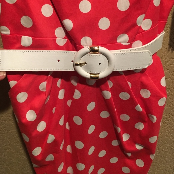 A. Beyer coral white polka dot dress - Picture 3 of 3