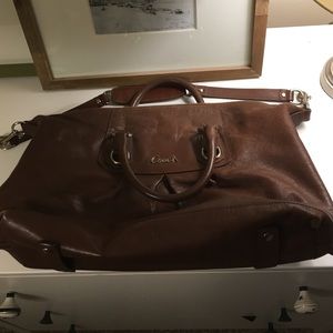 Brown leather coach purse