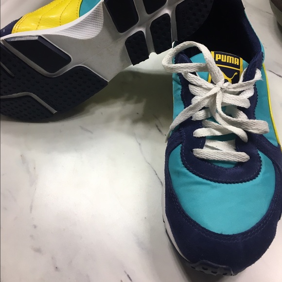 Puma sneakers blue, white, & yellow